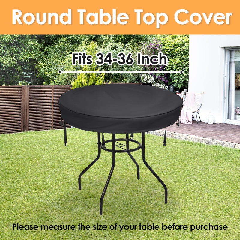 TOHONFOO Outdoor Round Table Cover - Waterproof Anti-UV Round Patio Table Cover - Fits Round Outdoor Table Up to 34-36 Inch - Image 2